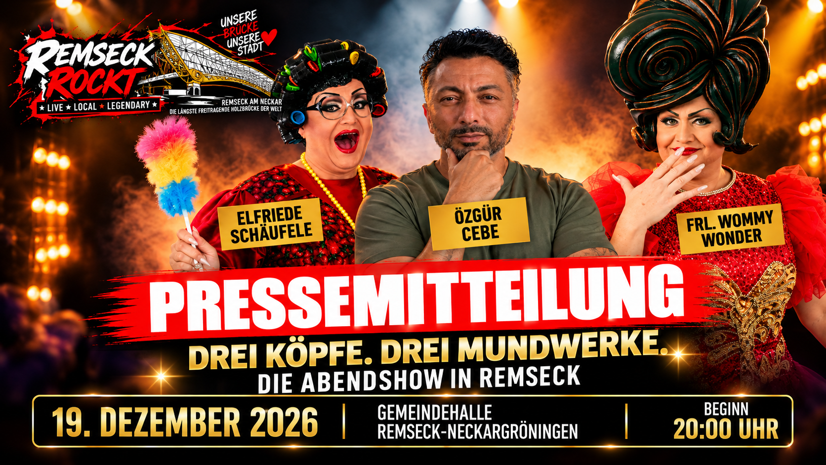 Frl. Wommy Wonder, Elfriede Schäufele und Özgür Cebe – Abendshow am 19. Dezember 2026 in Remseck